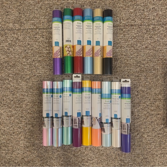 15 Cricut Premium Vinyl - Permanent Glossy and Permanent Glitter/Shimmer - NEW - Picture 1 of 5